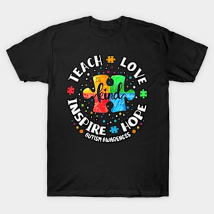 Autism Awareness Teacher  Teach  Love Inspire T-Shirt